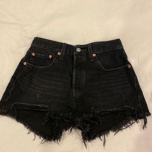 Levi’s black denim shorts 501